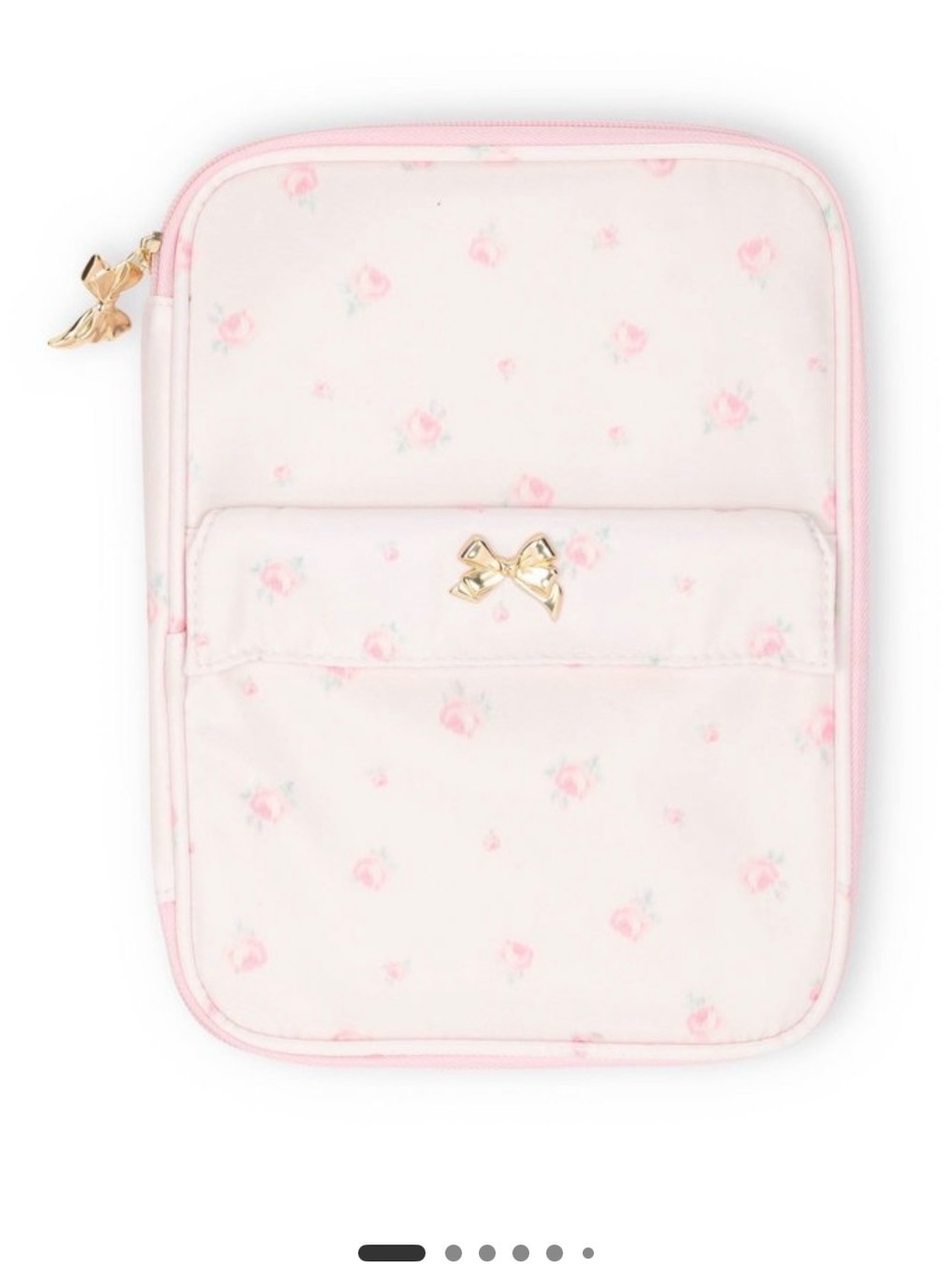 LoveShackFancy.  Pink Floral with Gold Bow Accent.  Tech organizer.